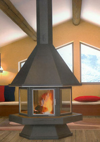 wood fireplace