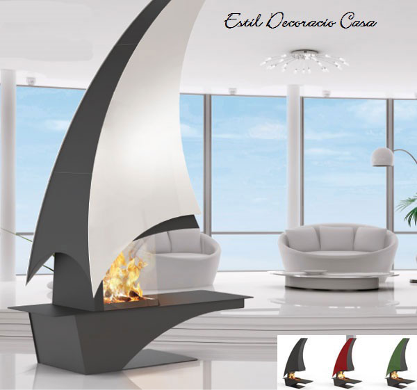 Cheminee centrale design bois