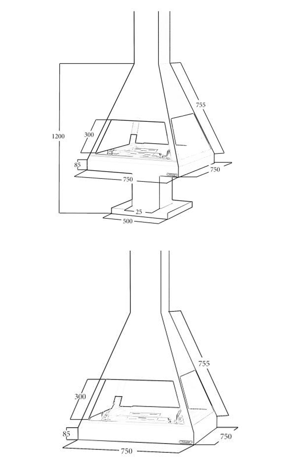 chemines suspendue cnetrale CH 05 C